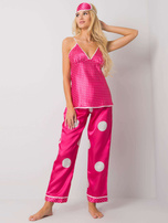 Różowy komplet nocny w grochy