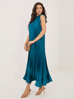 Morska plisowana sukienka z falbaną RUE PARIS 