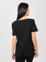Czarny bawełniany t-shirt basic RUE PARIS 