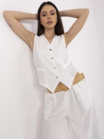 Biały letni komplet damski z szerokimi spodniami