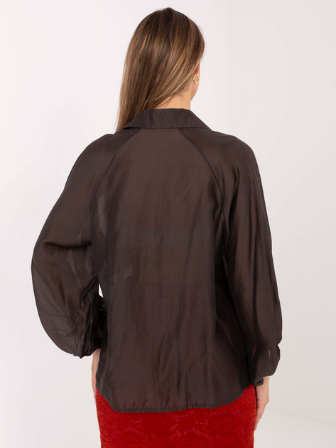 Czekoladowa koszula z bufiastym rękawem