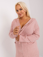 Hurt Jasnoróżowy rozpinany sweter plus size z wiskozą