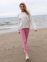 Wholesale Ecru sweatshirt without hood in polka dots.