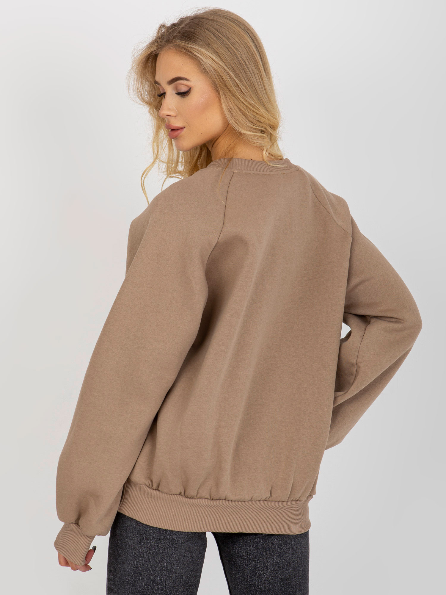 Hurt Dark beige basic sweatshirt with a round neckline.