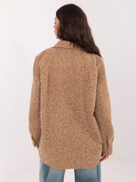 Camelowa koszulowa kurtka z kieszeniami RUE PARIS