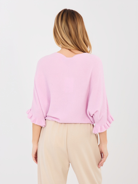 Pastelowy różowy sweter nietoperz z rękawem 3/4