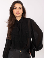 Czarna rozpinana koszula z plisowaniem