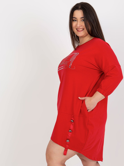 Hurt Czerwona dresowa sukienka plus size z napisem