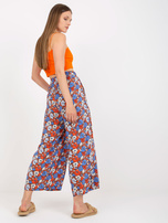 Brązowe zwiewne spodnie z materiału w kwiaty SUBLEVEL 