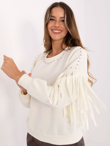 Ecru damska bluza w stylu country RUE PARIS 