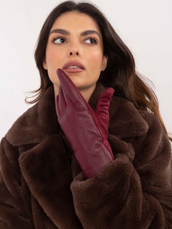 Wholesale Burgundy Women's Gloves with Eco Leather