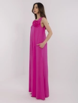 Fuksjowy elegancki kombinezon bez rękawów