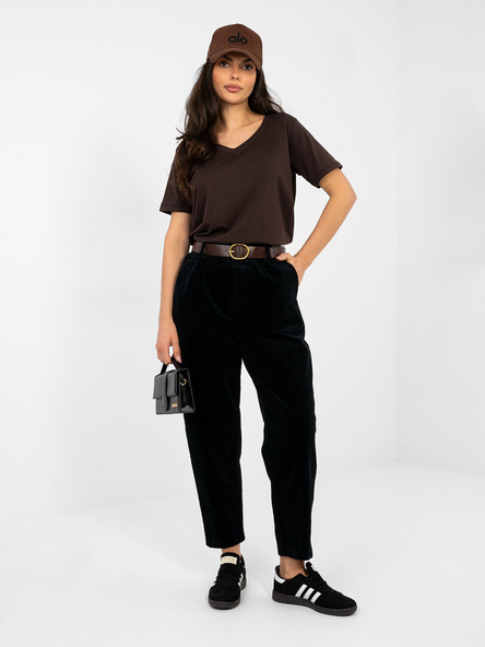 Czarne sztruksowe spodnie z nogawką 7/8