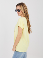 Pastelowa żółta casualowa bluzka z krótkim rękawem