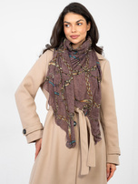 Ciemnofioletowa damska chusta z nadrukiem