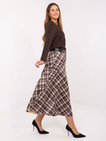 Brązowa midi spódnica z paskiem RUE PARIS 