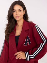 Bordowy casualowy komplet z lampasami RUE PARIS