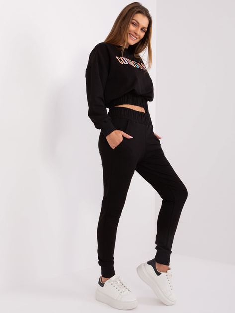 Hurt Czarny bawełniany komplet z bluzą z kolorowym napisem