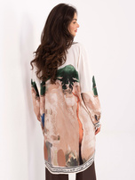 Jasnobeżowa długa koszula z napisami RUE PARIS 