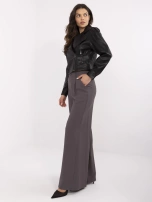 Grafitowe garniturowe spodnie z wysokim stanem