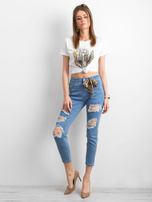 Damenjeans mit Löchern blau.