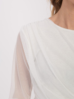 Biała wizytowa bluzka z drapowaniem