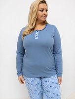 Brudnoniebieska damska piżama plus size z bawełny