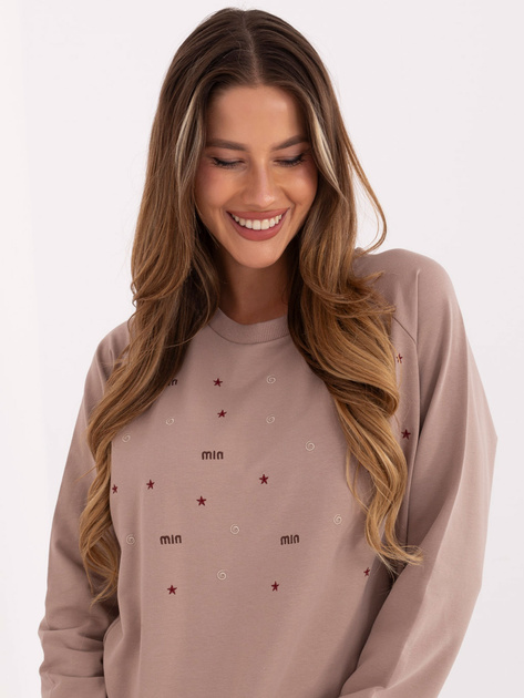 Ciemnobeżowa damska bluza z haftem