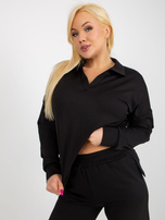 Hurt Czarny dwuczęściowy komplet plus size w prążek