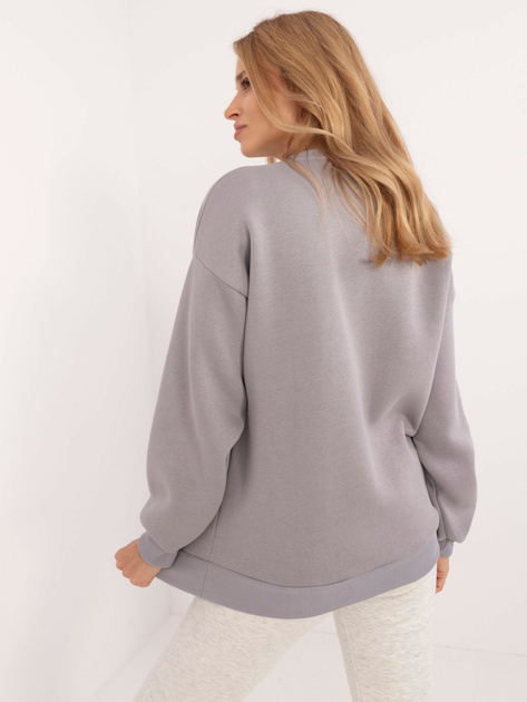 Hurtownia online Szara damska bluza z printem i ociepleniem