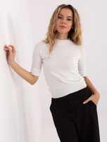 Ecru sweter z guzikami na rękawach 