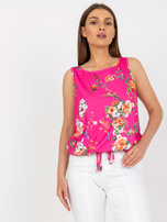 Ciemnoróżowy luźny top w kwiaty  