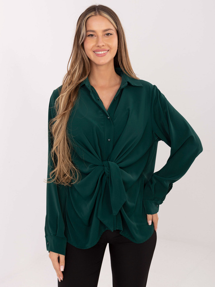 Ciemnozielona koszula z wiązaniem z przodu