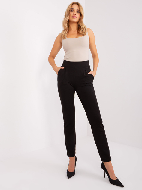 Hurtownia Czarne damskie spodnie dresowe z kieszeniami