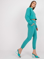 Turkusowe dresowe spodnie basic z wiązaniem