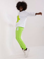 Hurt Ecru-jasnozielony komplet dresowy ze spodniami