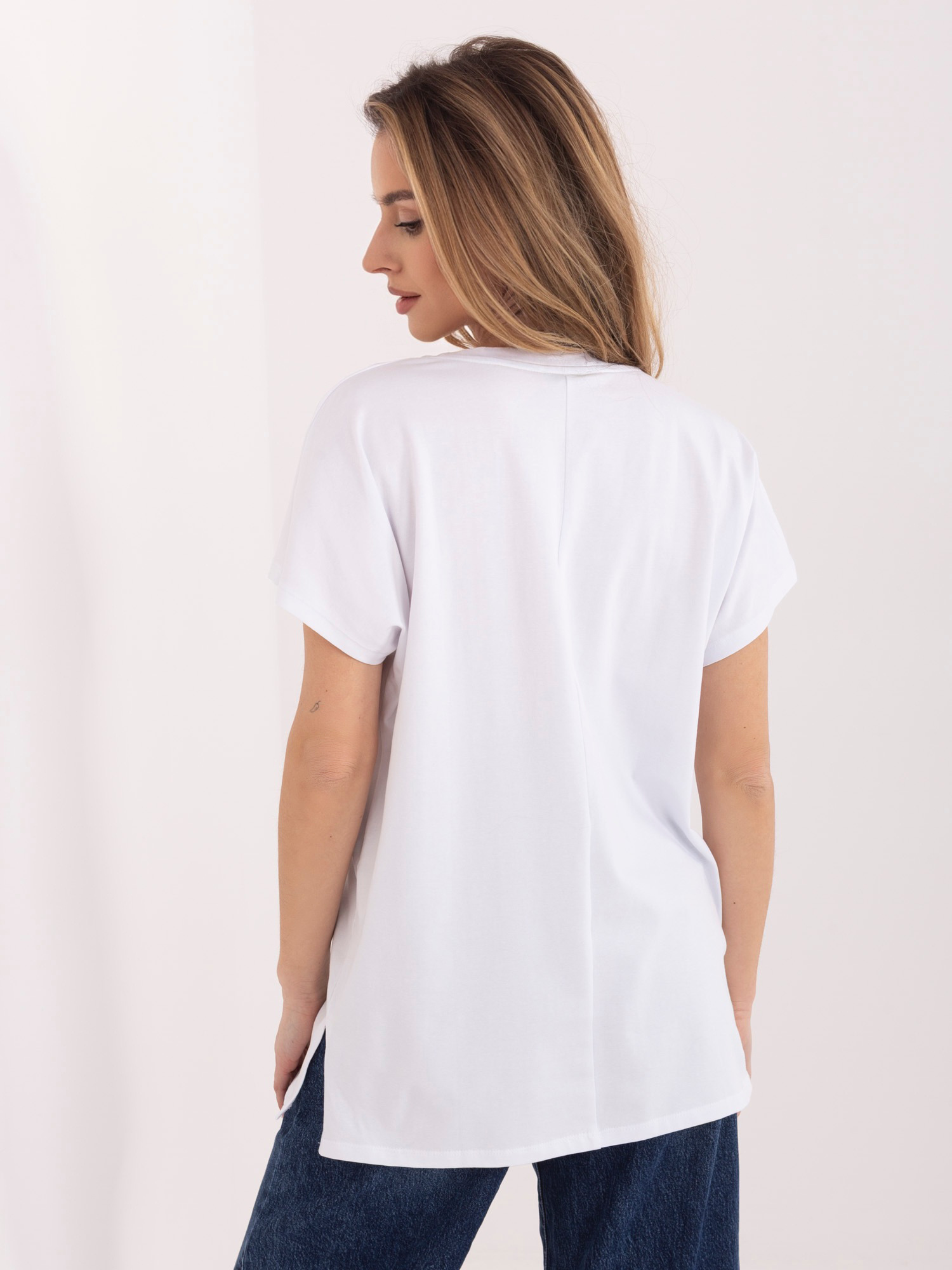 T-shirt biało-różowy