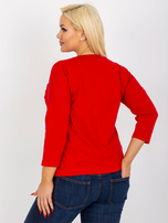 Hurt Czerwona damska bluzka plus size ze ściągaczem 