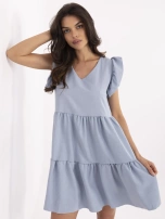 Jasnoniebieska sukienka z krótkim rękawem Mirabelle RUE PARIS