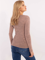 Hurtownia Brudnoróżowa dopasowana bluzka w prążek