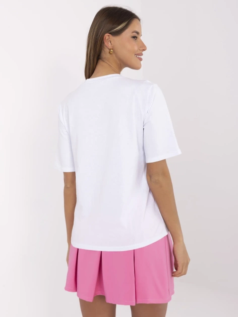Biały bawełniany t-shirt z nadrukiem
