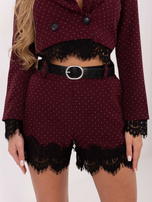 Burgundowo-srebrne damskie szorty od garnituru