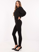 Hurt Czarne eleganckie legginsy z guzikami z przodu