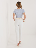 Ecru sztruksowe spodnie ze zwężaną nogawką