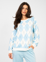 Pastelowa niebieska bluza w geometryczne wzory