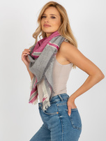 Hurtownia Szaro-fuksjowy szal z dodatkiem wełny