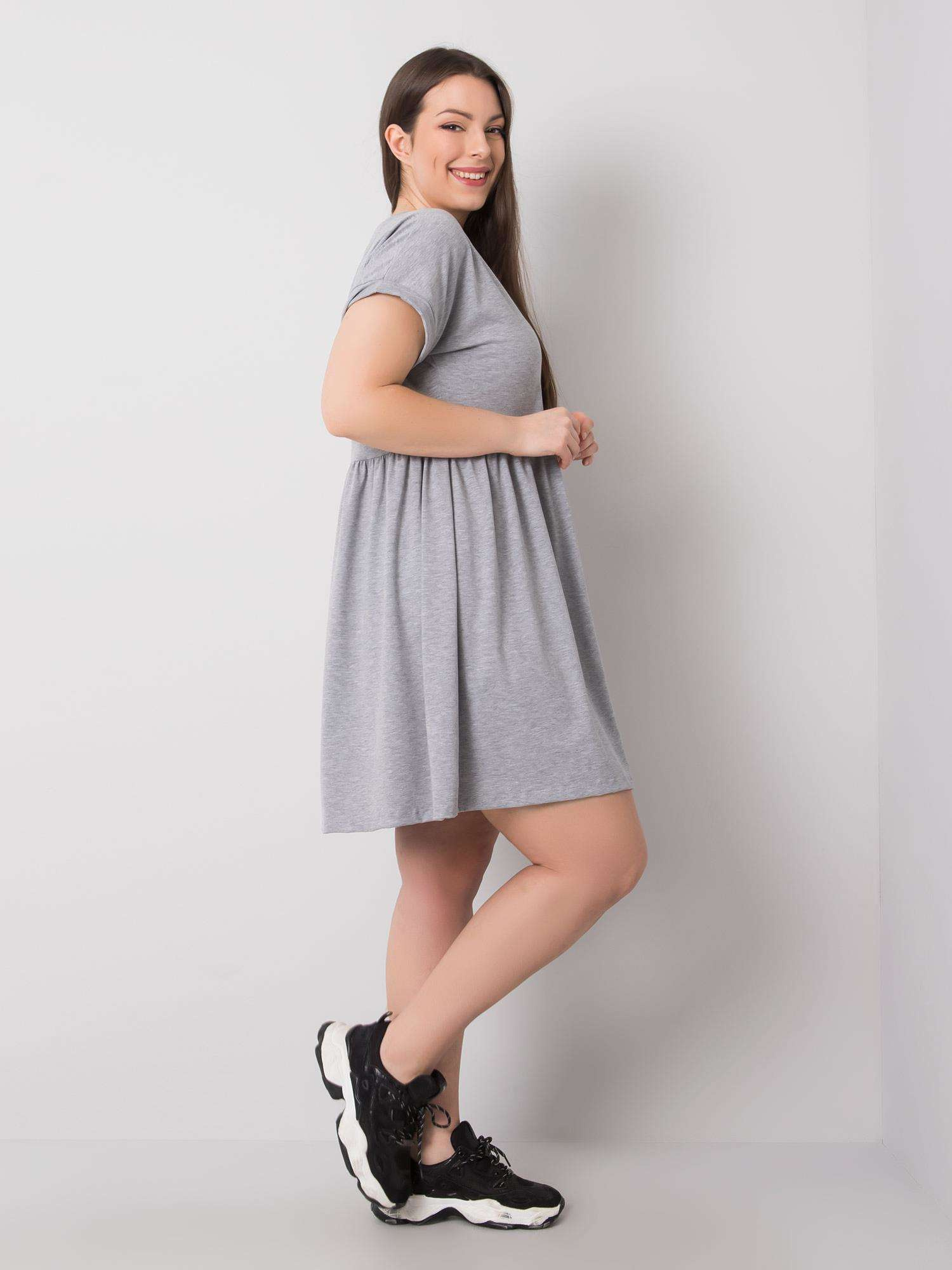 Grey Melange Cotton Plus Size Molly Dress