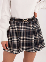 Granatowe damskie spódnico-szorty w kratę