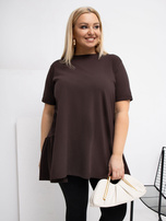 Čokoládová blůza plus size s krátkým rukávem.