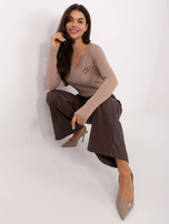 Dark beige ribbed blouse with a heart RUE PARIS.